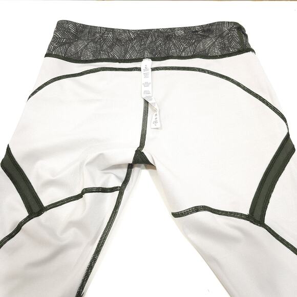 LULULEMON Cool To Street Crop Jazzy White Gator Green Mesh Cutout Legging Sz 6 - Picture 7 of 11